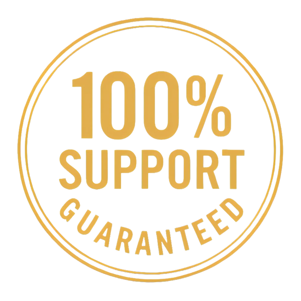 100% support guaranteed seal