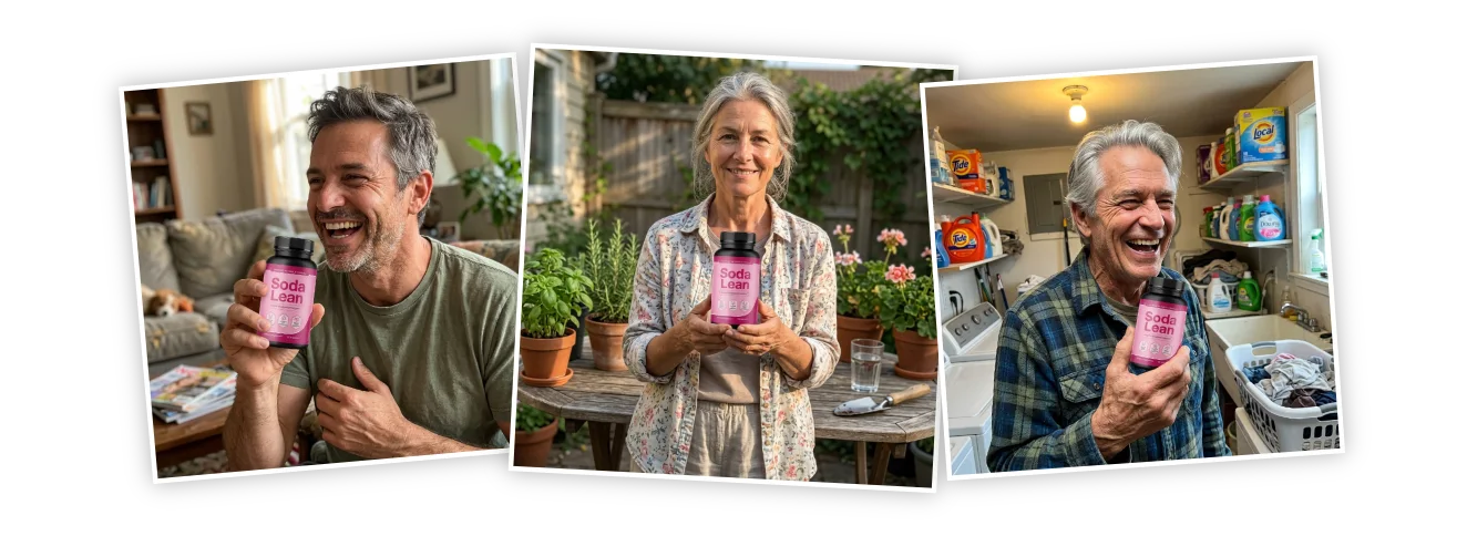 Happy SodaLean customers holding their bottles